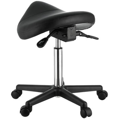 Black Saddle Seat Kneeling Chair with Wheels