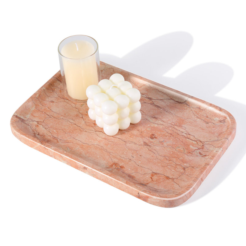 Plateau rectangulaire en marbre naturel Guein, Rose de printemps