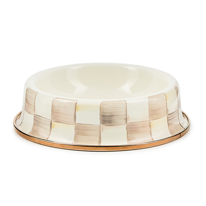 Rosy Check Mocha Check Cat Dish, Brown/White, 2 cups