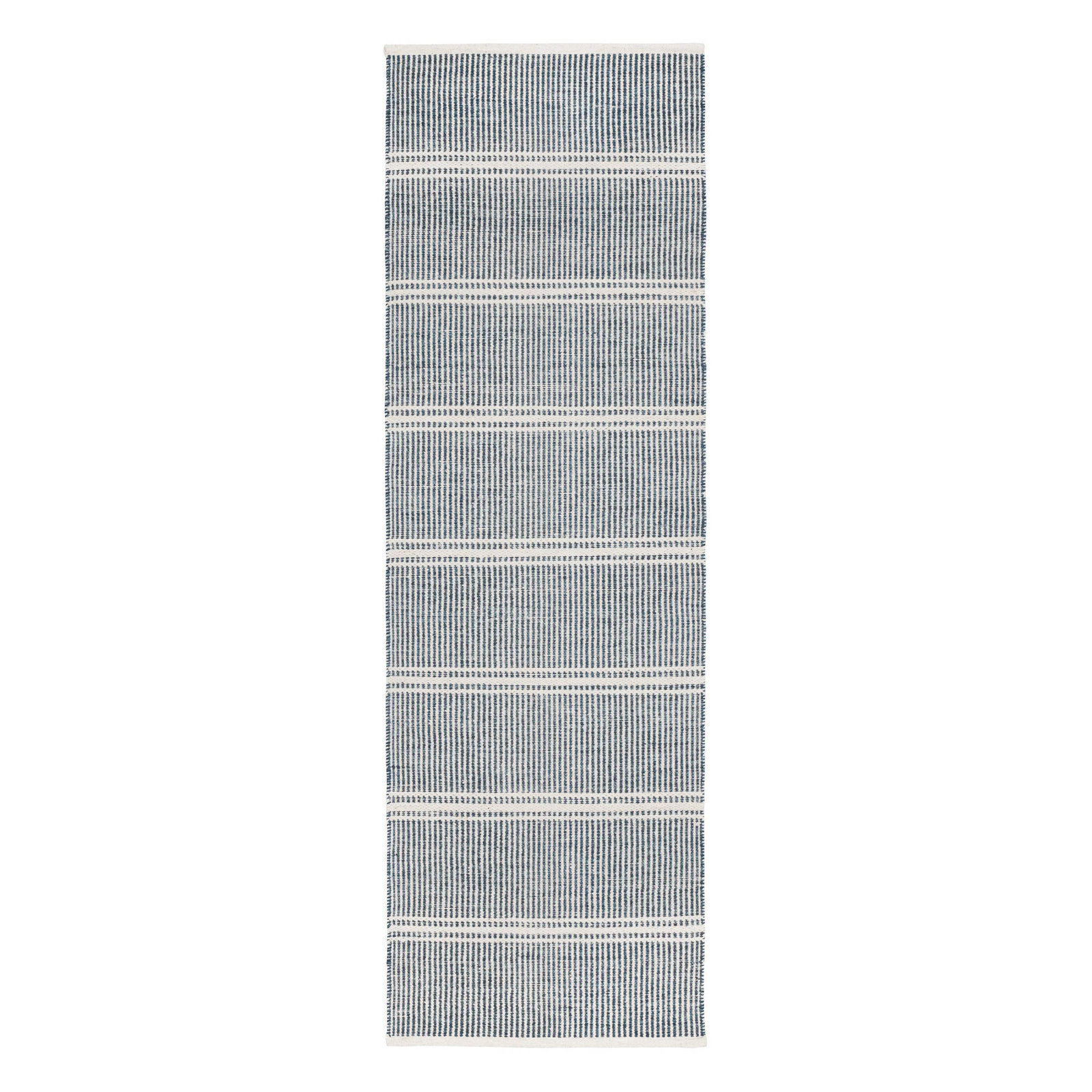 Malta Grey Handwoven Wool Rug, Runner 2'6" x 8', Blue