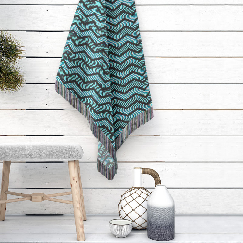 Couverture en coton tissé Rhonda Cheval, l 60 po x L 50 po, Black /Teal