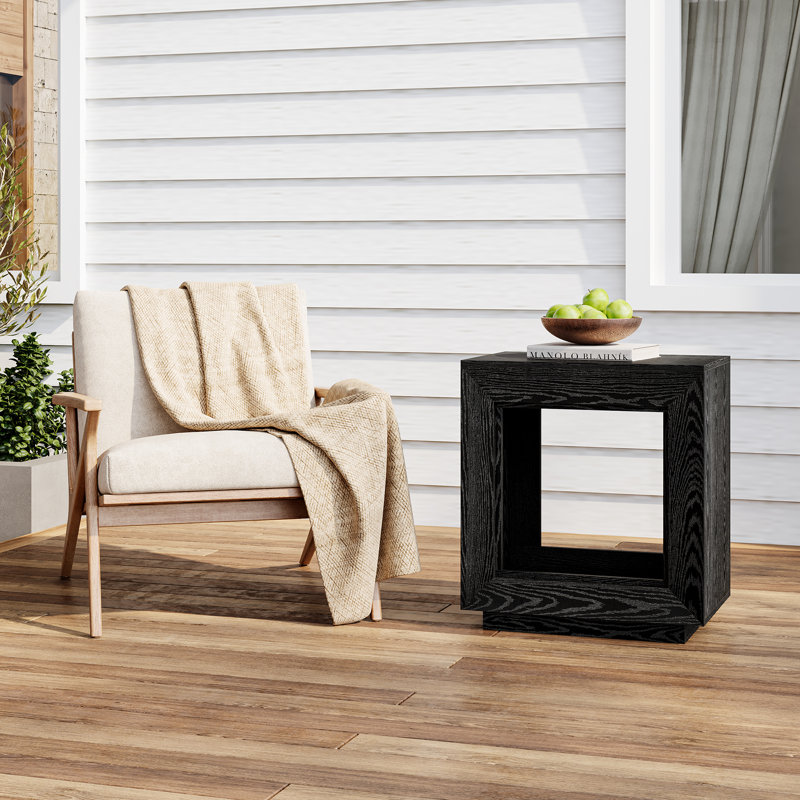 24" Farmhouse Square End Table, Black