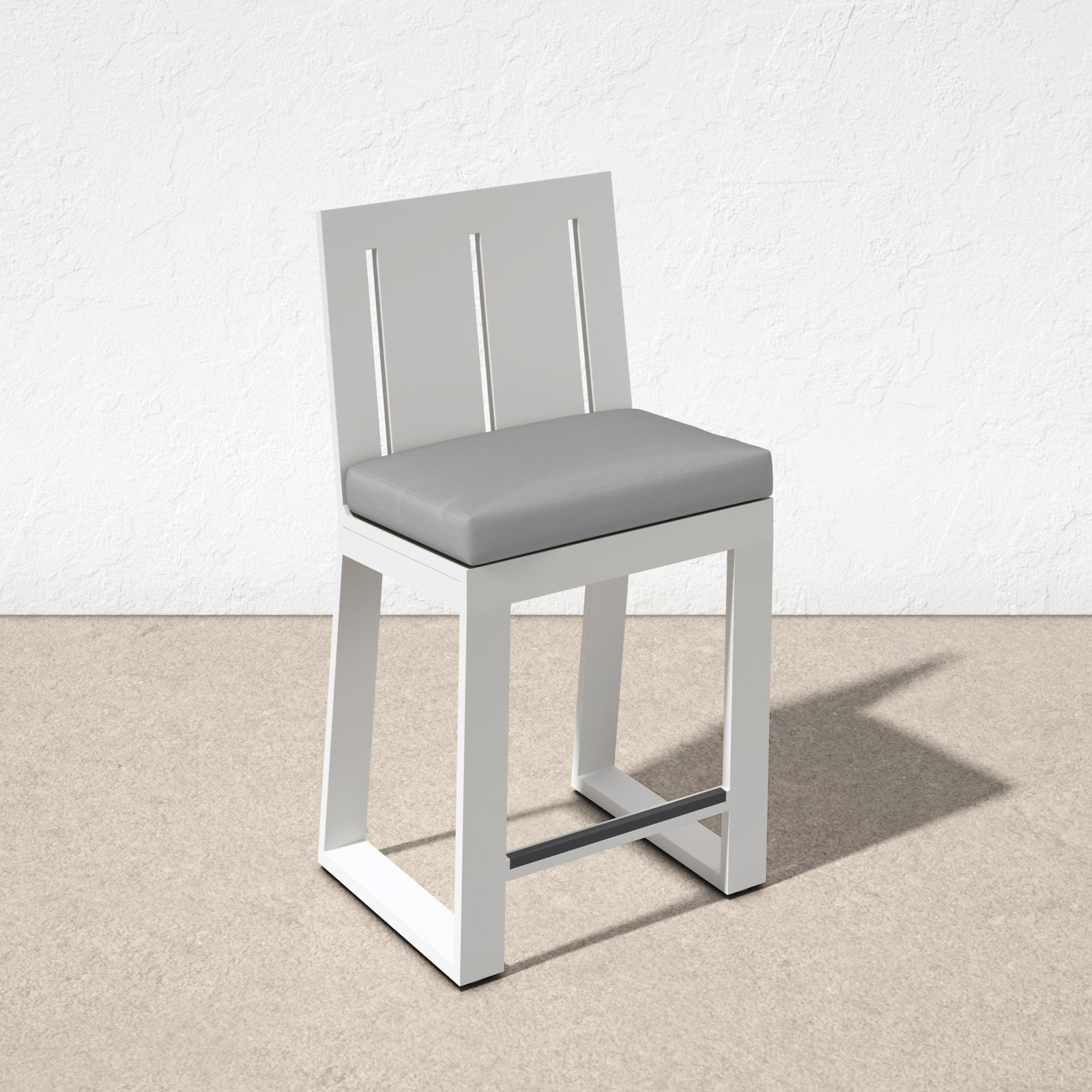 Camela 40.39'' Outdoor Bar Stool with Sunbrella® Cushion, Bar Stool (30" Seat Height), Cast Silver Sunbrella®