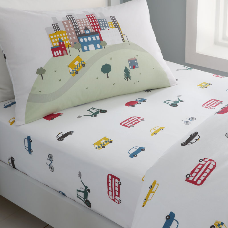 Transport Pure Cotton Fitted Sheet, Toddler (70 x 140cm)