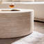 Table basse ronde avec motif Mars pour le salon, table basse tambour moderne pour le salon, pas besoin d'assemblage (motif Mars)