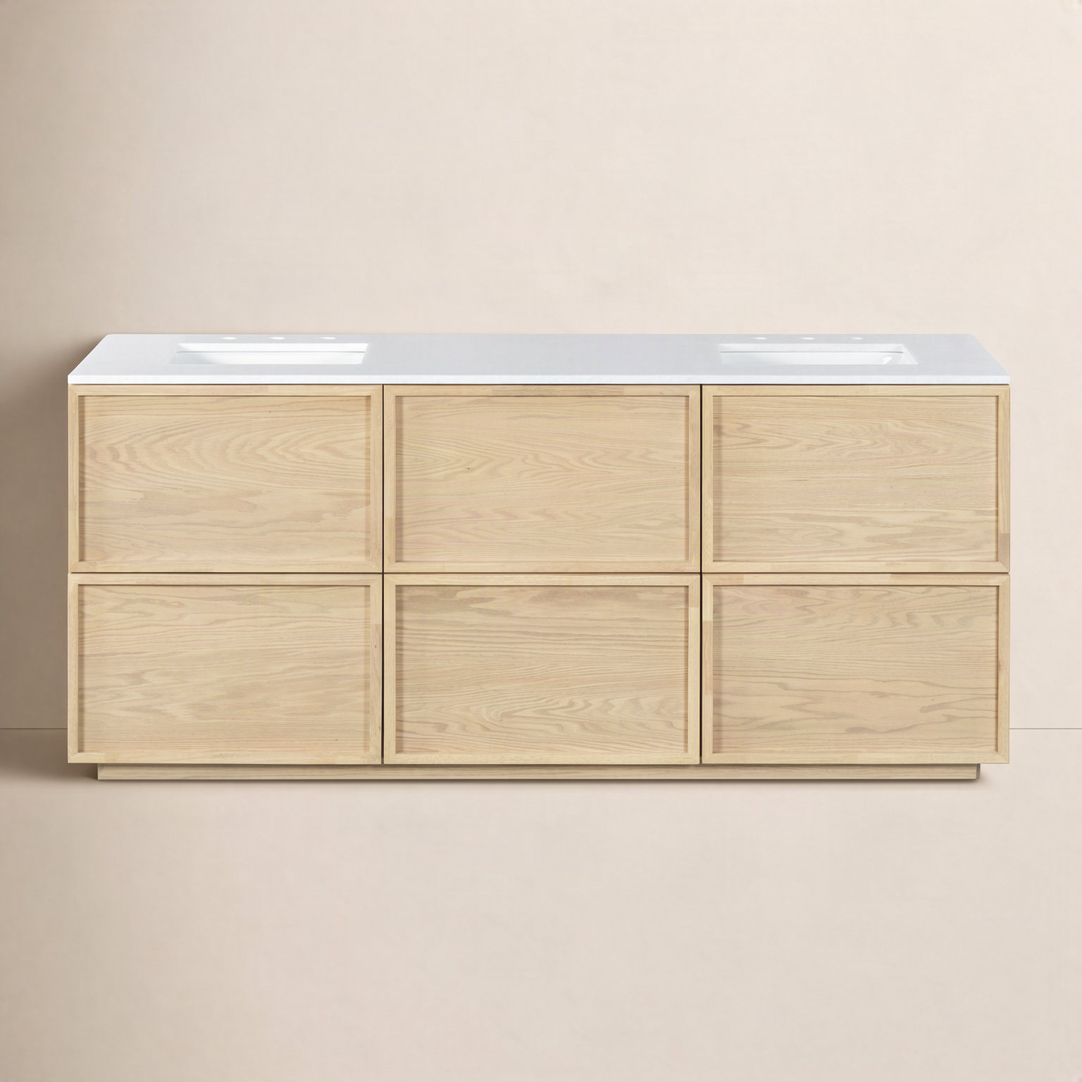 Hudson 72" Genuine Marble Double Bathroom Vanity, Natural