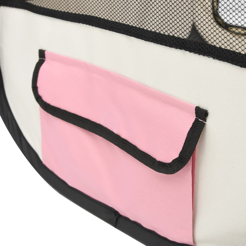 Enclos d'exercice en tissu, H 24 po x l 57,1 po x P 57,1 po, Rose / crème