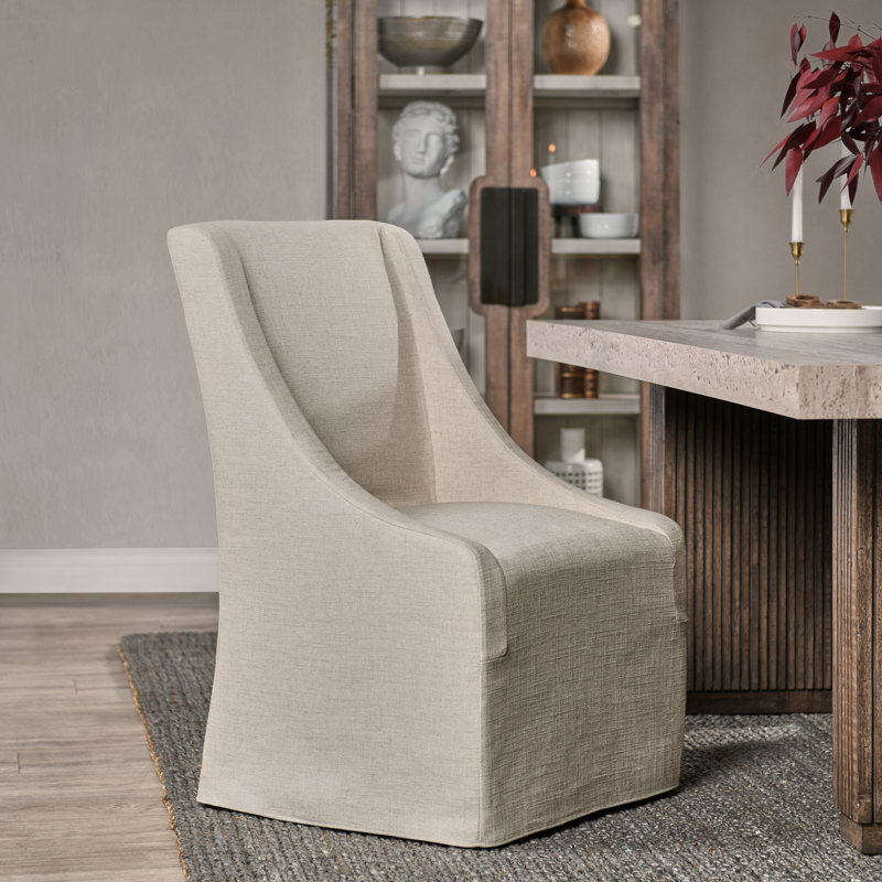 Warwick Upholstered Dining Chair, French Beige Basketweave
