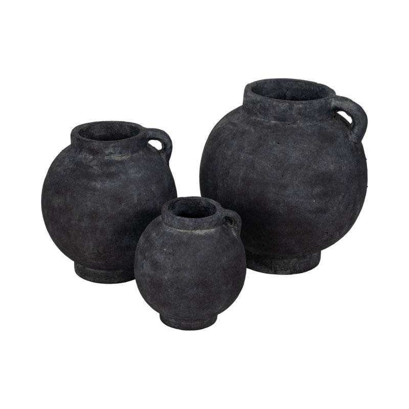 Handmade Ceramic / Porcelain Table Vase, Black, Overall Height - 7"