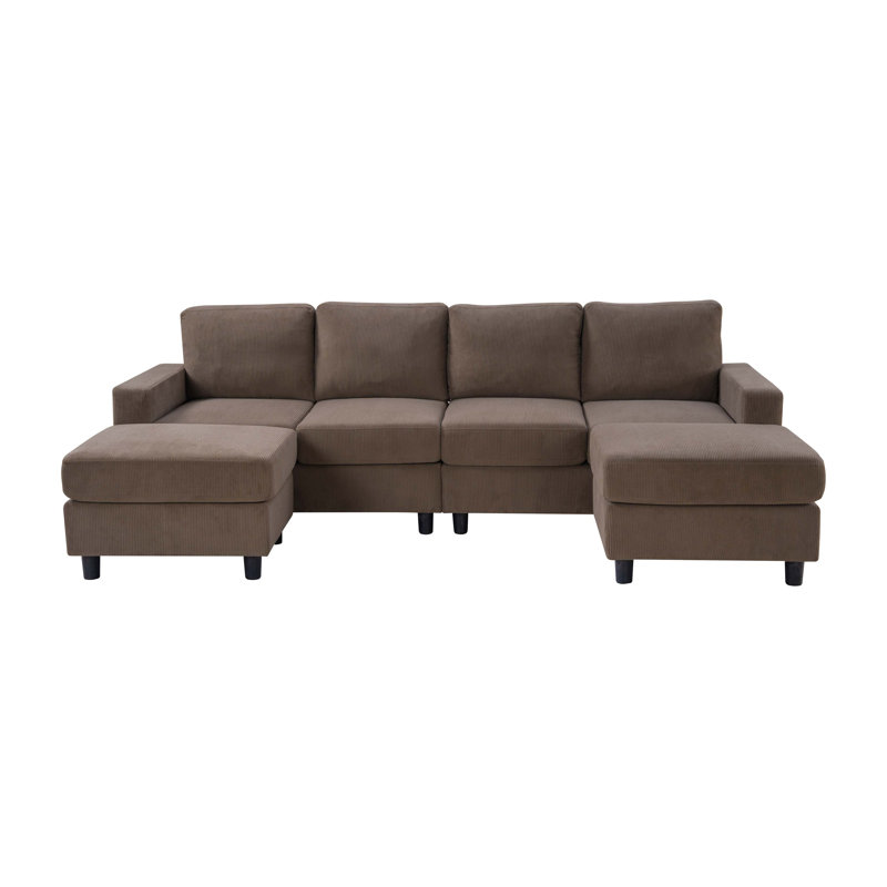 Premium Corduroy Modular U-Shaped Sectional Sofa with Double Chaise