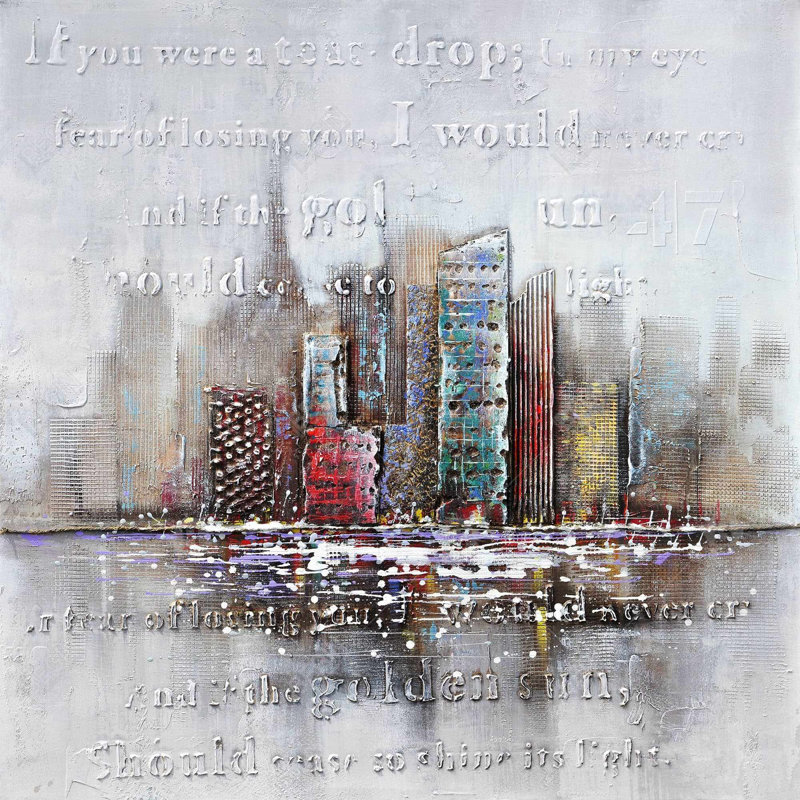 Cityscape Typography Relief Tablecloth | Gray Indoor Outdoor Decor