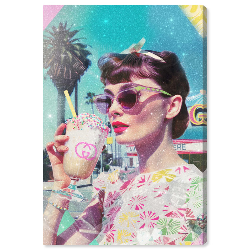 Retro Pink Pop Canvas Wall Art with Sundae Design
