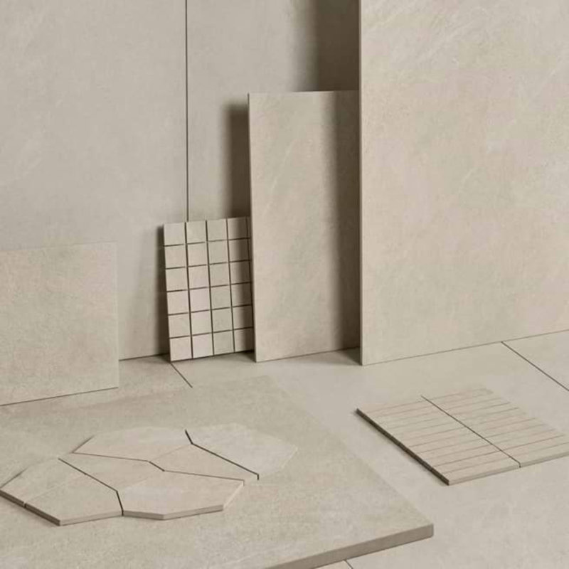 Era 12x12 Stacked Matte Limestone Look Porcelain Mosaic Tile, Crema Beige