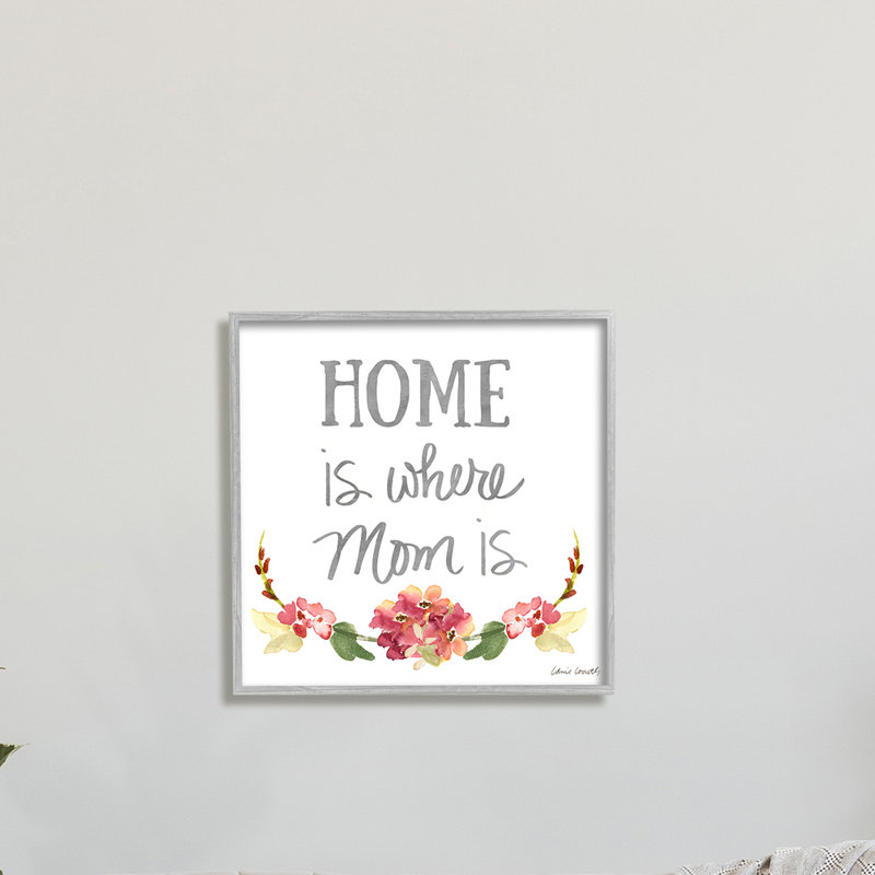Home's Where Mom Is Pink Family Family Sentiment - art textuel, H 24 po x l 24 po x P 1,5 po, Estampe numérique Farmhouse