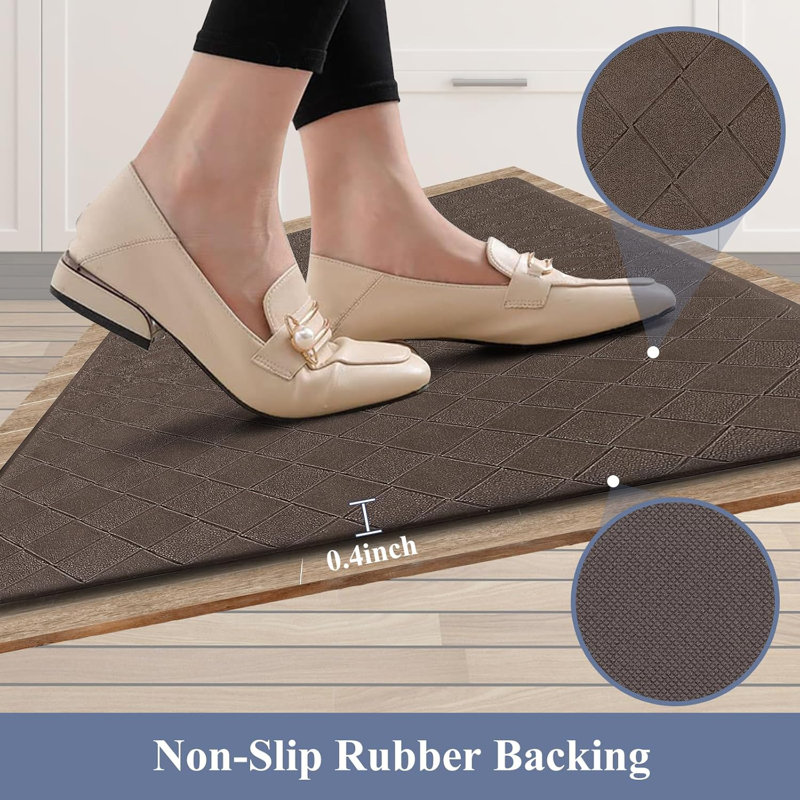  Standing Anti-fatigue Kitchen Mats (Set of 3), Brown