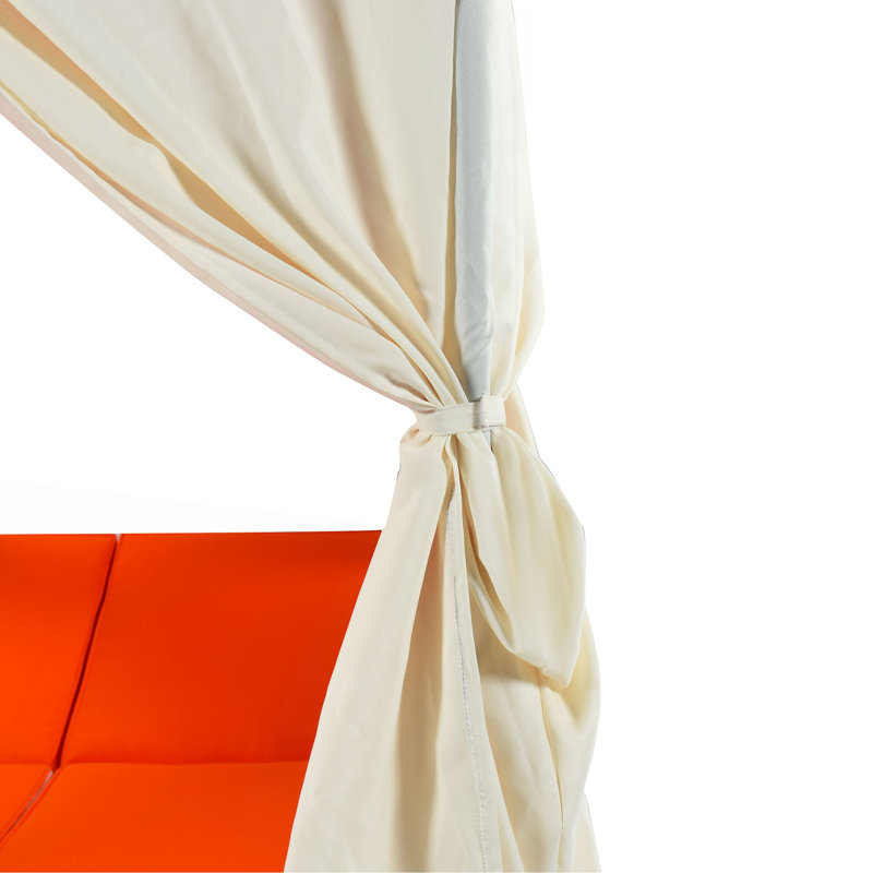 U_STYLE Méridienne d'extérieur double avec rideaux, Orange