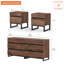 Ensemble de commode et table de chevet 3 pièces Lirah, commode de 63 pouces à 6 tiroirs, table de chevet à 2 tiroirs et armoire pour chambre à coucher, brun