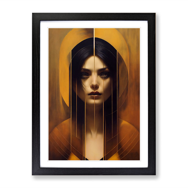 XV1022-4614X The Spellbinding Woman Abstract - Single Picture Frame Print, 46cm H x 34cm W x 2cm D, Black