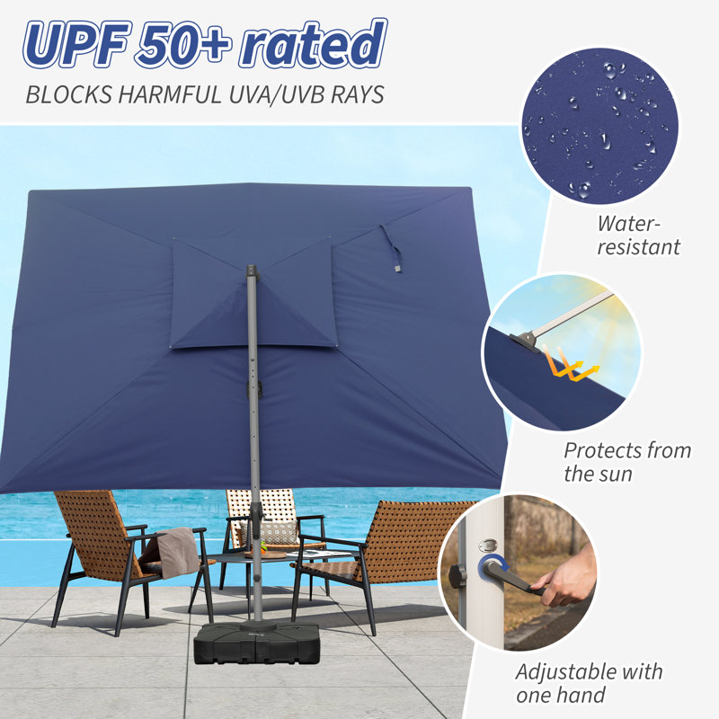 Parasol en porte-à-faux 114,57 po, Bleu marine