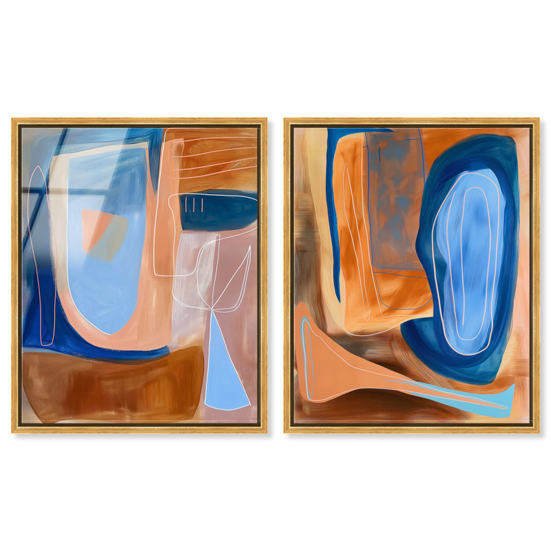 "Abstract Organic Flow", ensemble de décorations murales encadrées par Art Remedy, cadre argenté, 20 x 24, H 25 po x l 21 po