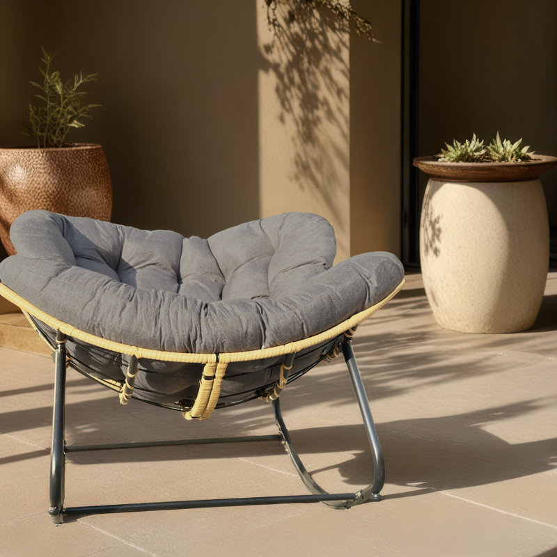 Chaise berçante en rotin pour l'extérieur, Gris foncé