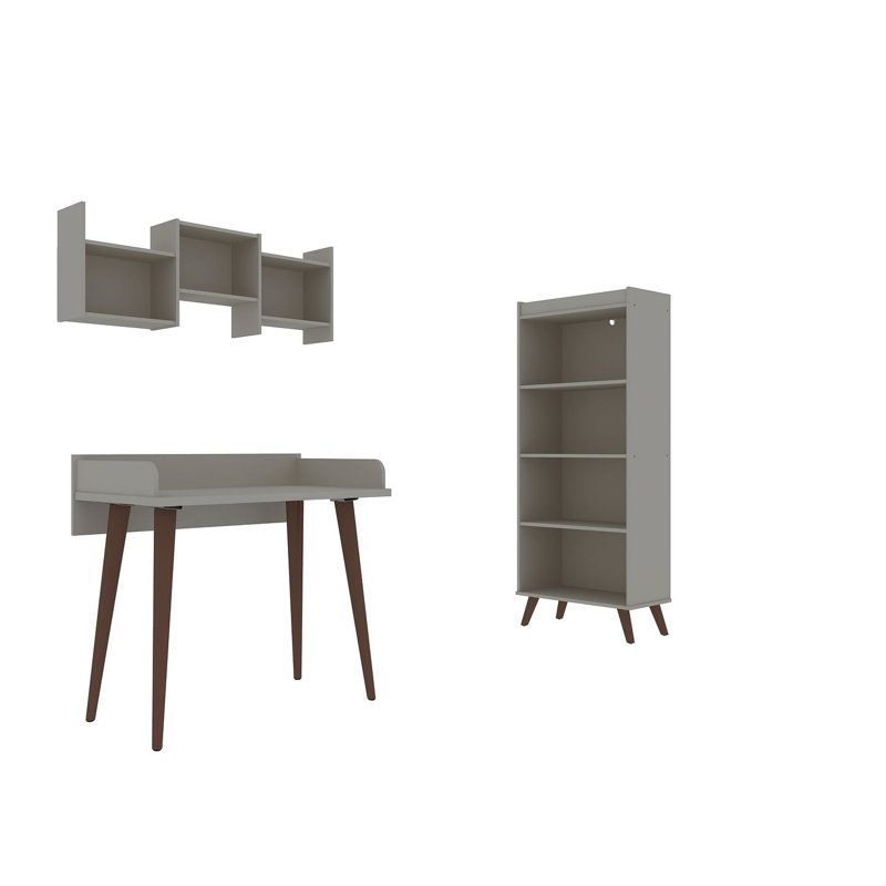 Hampton 3 Piece Writing Desk Office Set, Off White Maple