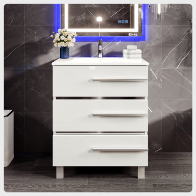 Marlaya 32'' Single Bathroom Vanity with Porcelain Top