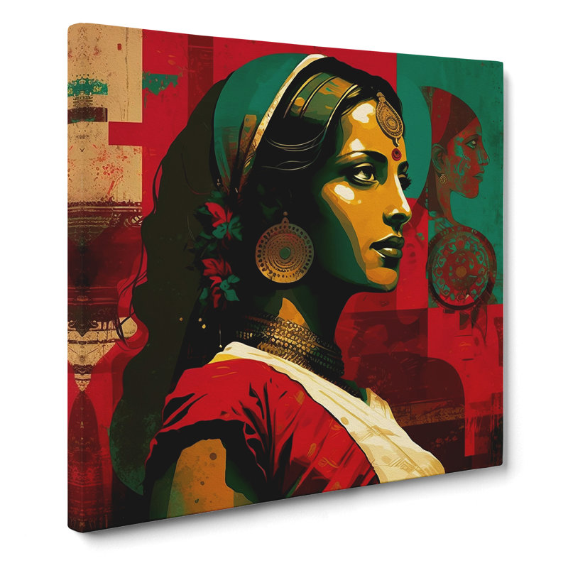 Indian Woman Constructivism No.2 - Wrapped Canvas, 35cm H x 35cm W x 3cm D