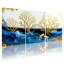 Ensemble de 3 impressions sur toile Golden Coral Blue Ocean Waves-195610556