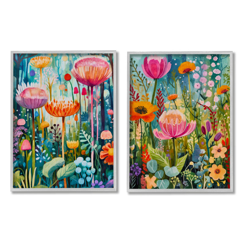 2 pièces Whimsical Gardens par LSR Design Studio, Estampe numérique Farmhouse, H 20 po x l 32 po x P 1,5 po
