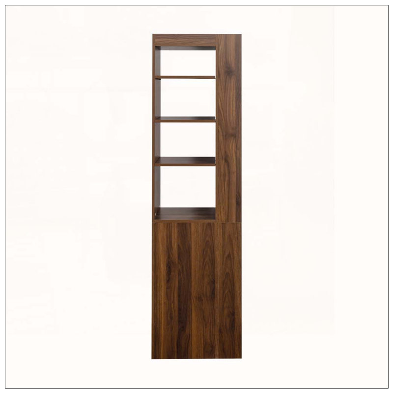 Armoire de rangement haute avec 3 tiroirs et 4 tablettes, Noyer