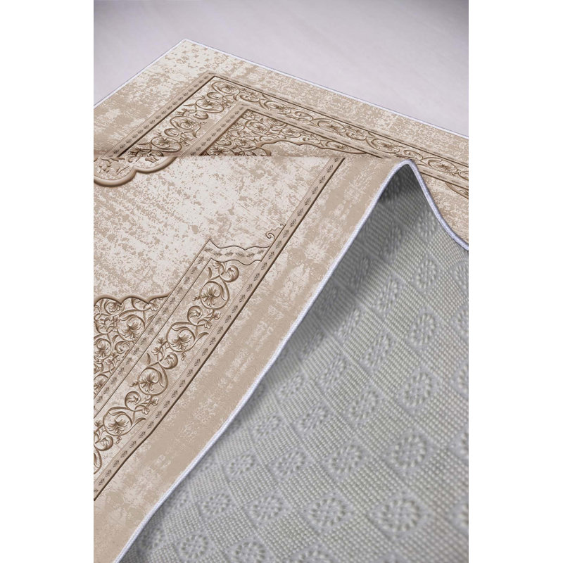 Antibacterial Woven Carpet (2.6 x 4.0 ft), 100% Polyester, 0.3 in Pile Height | Non-Slip PVC Dot Underside, 3D Digital Printing | Machine Washable, Easy Care for Living Room, Bedroom & Office