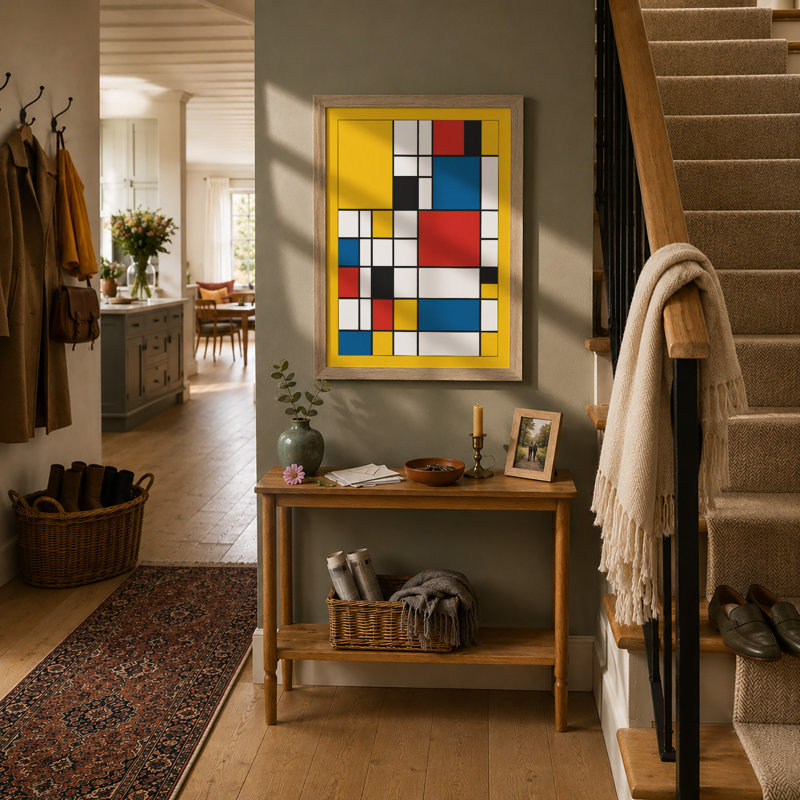 Chromatic Grid Geometric - Print, Oak, A4 - 29.7 x 21.0 cm