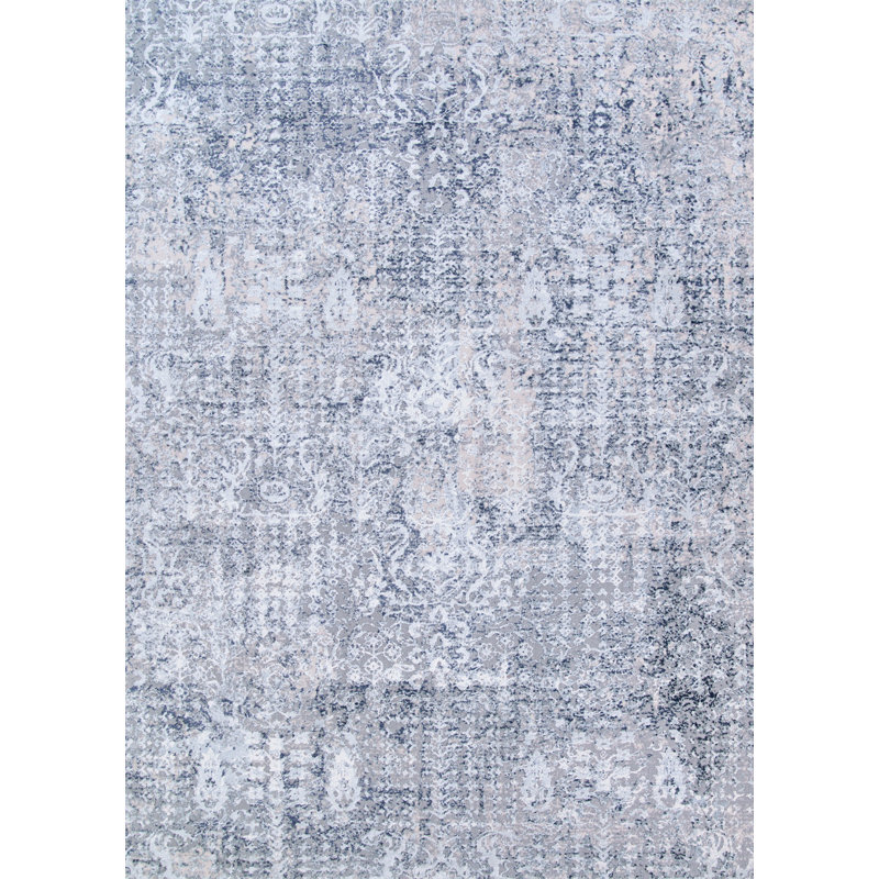Jahiem Abstract Mist Grey Blue High- Low Indoor Rug, Rectangle 2' x 3'11"