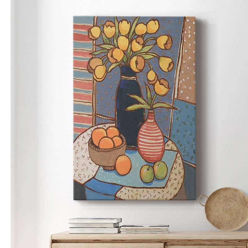Table Nature morte II, toile tendue avec châssis de qualité supérieure - prête à être accrochée, H 18 po x l 12 po x P 1 po