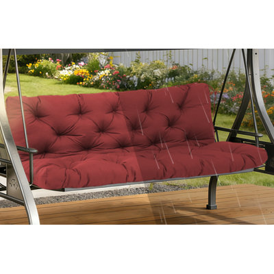 Porch Swing Cushions 60 Inch Waterproof & Fade Resistant Thicken 5" Outdoor Swing Cushions 3 Seater Replacement With Backrest & Ties Patio Swing Cushions For Outdoor Furniture (Khaki)