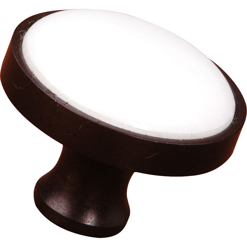 CK Series 1 1/4" Diameter Mushroom Knob, Oil Rubbed Bronze / White