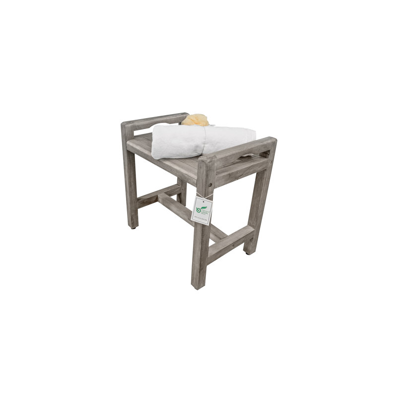 Antique Grey Teak Shower Bench with LiftAide Arms
