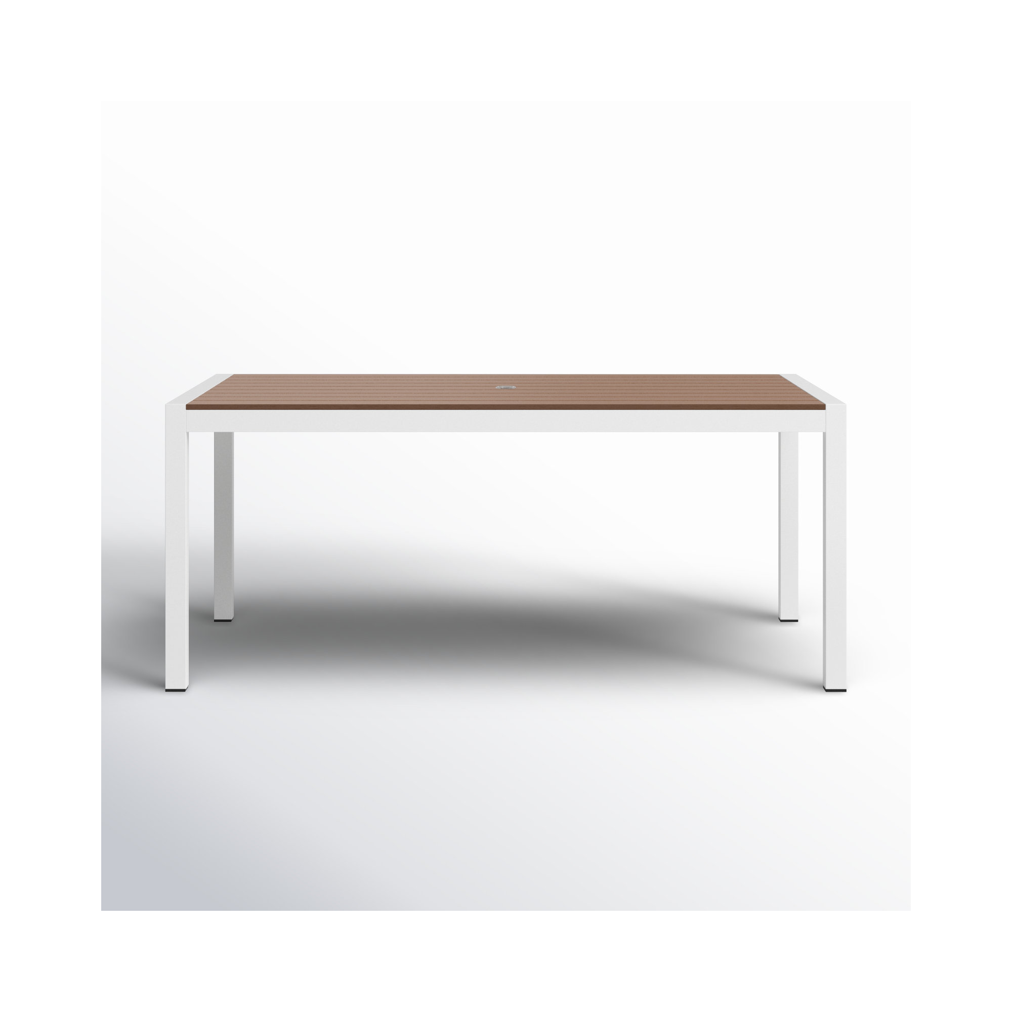 Aynura 71'' Plastic / Acrylic Outdoor Dining Table, Teak, White