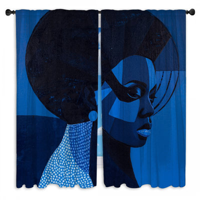Blue Portrait Woman Window Curtains  Portrait Sheer & Room Darkening - 2 Panels