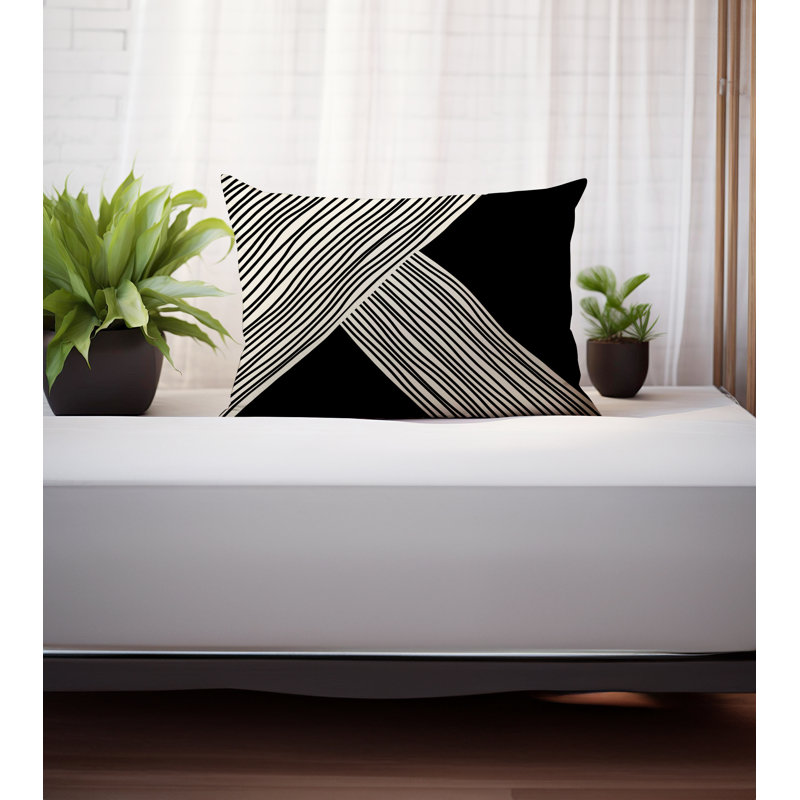 Coussin intérieur \/ extérieur Mitzi Minimalist, Noir/crème, H 14 po x l 20 po