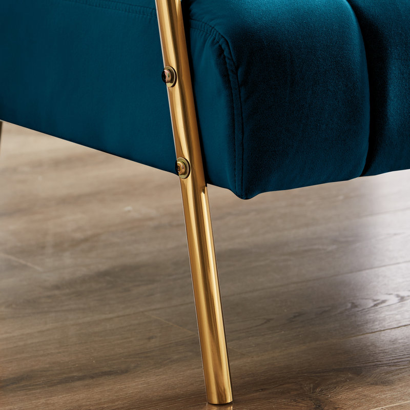 Kynnadi 62'' Velvet Futon And Mattress, Blue Velvet
