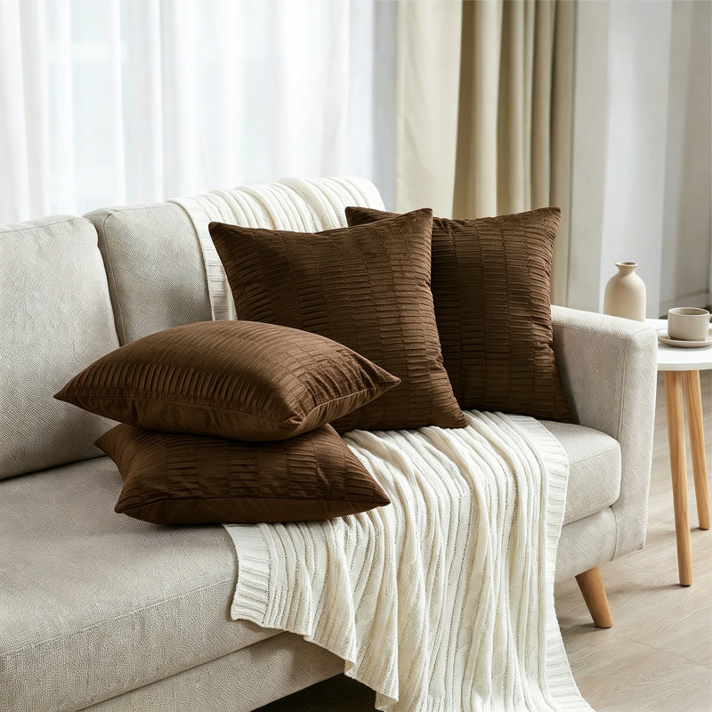 Velvet Pleated Throw Pillow Cover, Carafe