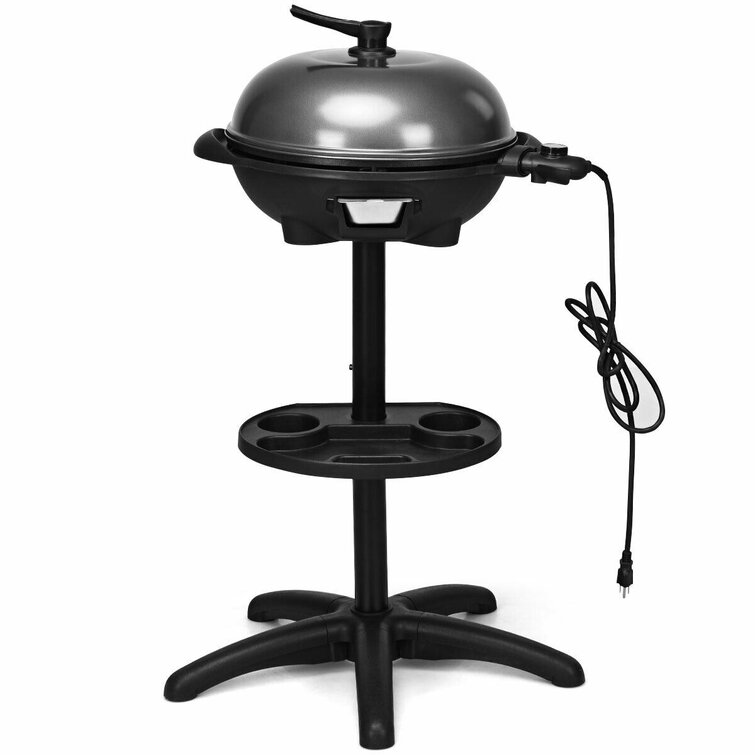1600-Watt BBQ Electric Grill Black with Warming Rack, Temperature Control  and Grease Collector