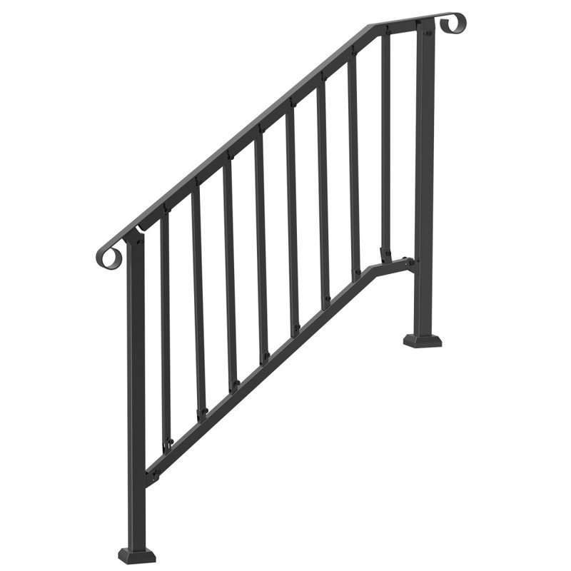 Balustrades à 3 ou 4 marches pour l'extérieur, Noir, noir, noir, noir, H 39 po x l 48,8 po x P 3,3 po