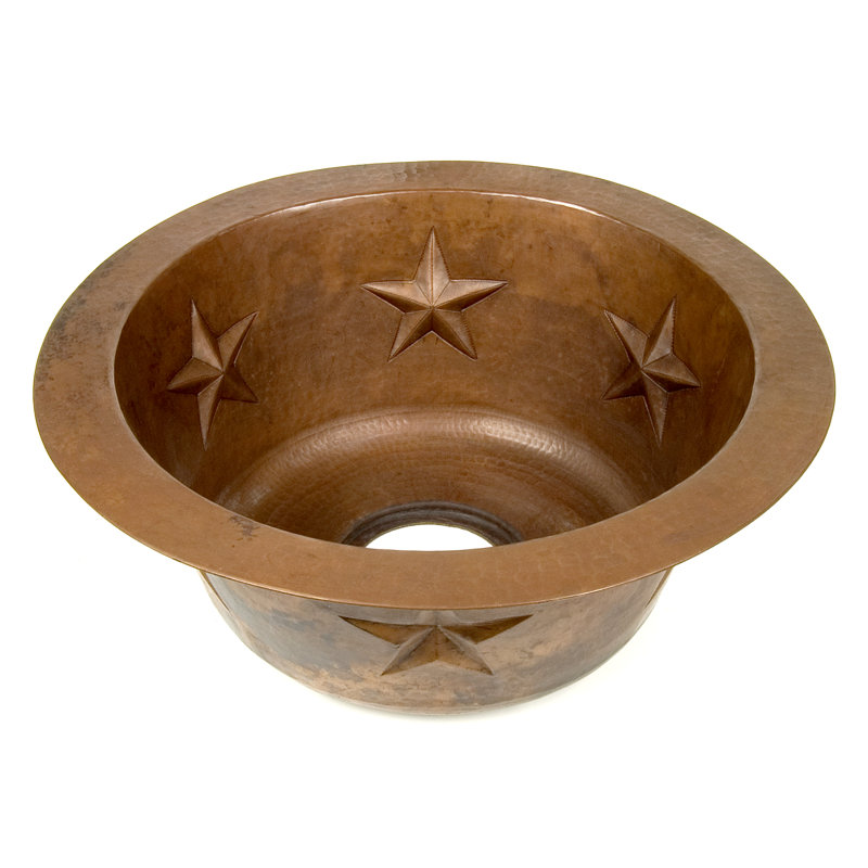 Évier de bar rond en relief L 16 po x l 16 po x 7 po Texas Star, Cuivre foncé fumé