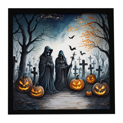 «The Grim Reaper Spooky Halloween», reproduction d'art encadrée