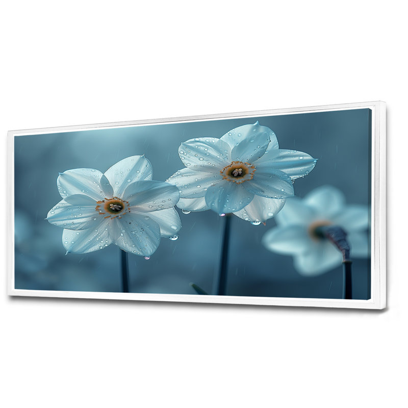 «Kerns - Daffodils», reproduction d'art murale, Cadre flottant blanc, H 28 po x l 60 po
