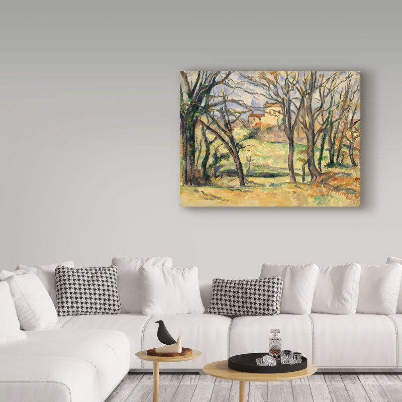 «Arbres et maisons près du Jas de Bouffan» par Paul Cezanne, reproduction d'art sur toile tendue, H 14 po x l 19 po x P 2 po
