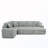 U-Shaped Striped Upholstered Sofa With Storage-614689684